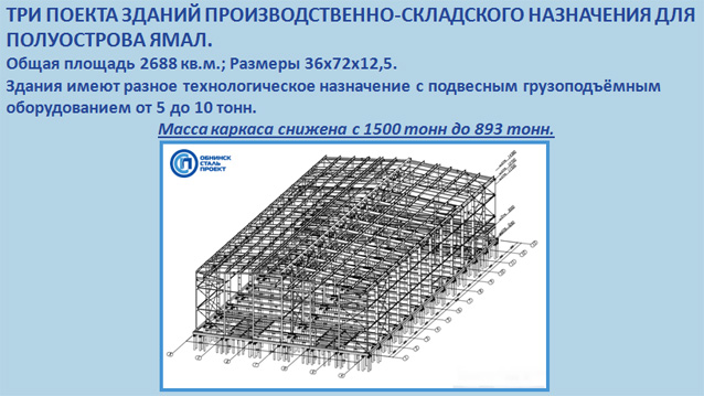 ТРИ ПОЕКТА ЗДАНИЙ ПРОИЗВОДСТВЕННО-СКЛАДСКОГО НАЗНАЧЕНИЯ ДЛЯ ПОЛУОСТРОВА ЯМАЛ